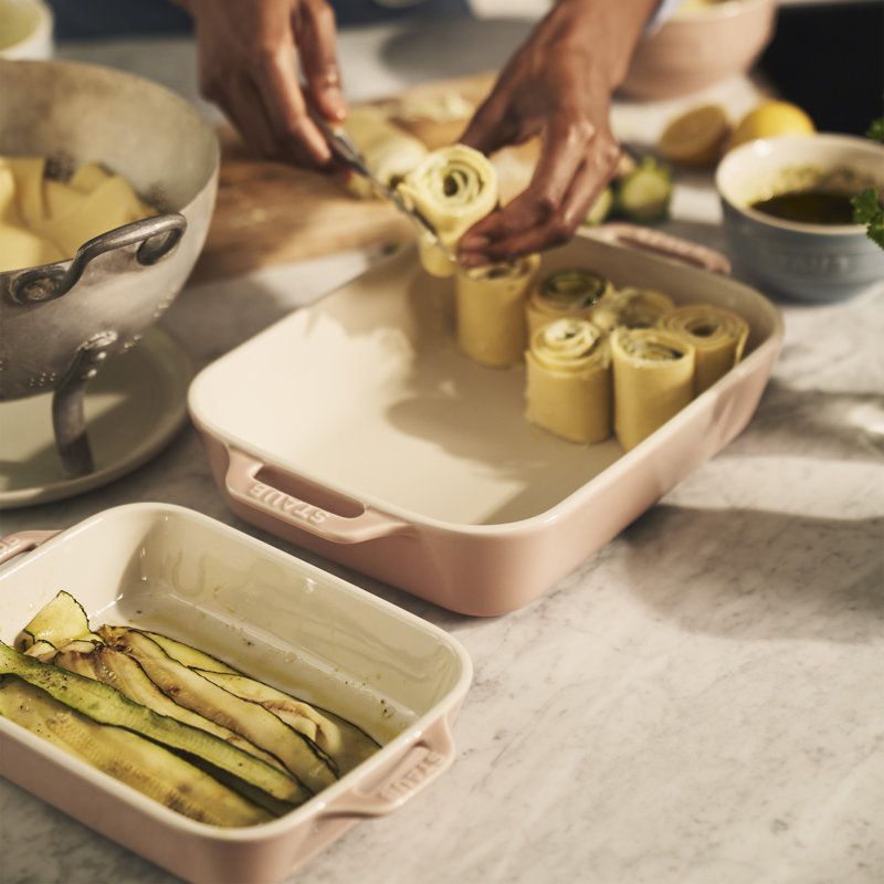 Staub Light Pink Ceramic Rectangular Baking Dish Set