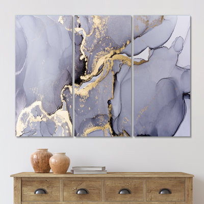 «Mauve et or liquide», reproduction d'art sur toile moderne