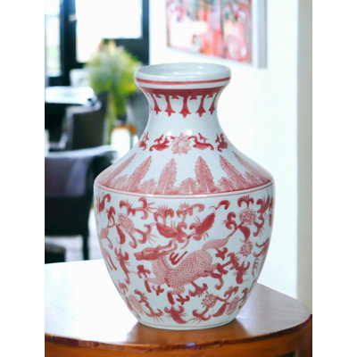 Vase en porcelaine 14 "avec motif floral