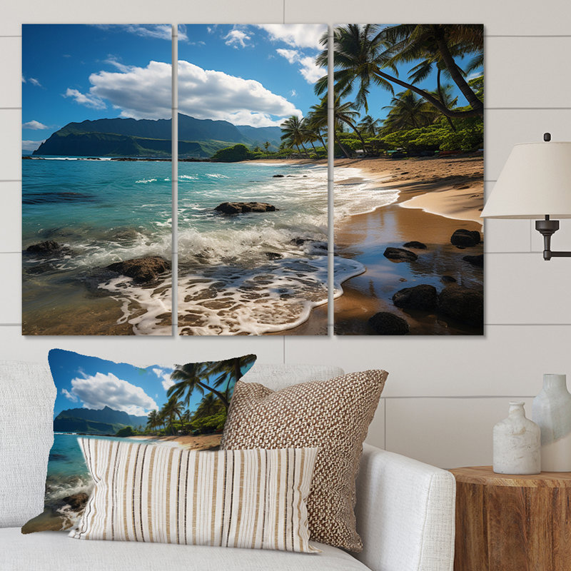 Aloha, paysage de rêve tropical II, reproduction sur toile 3 pièces, H 32 po x l 48 po x P 1 po