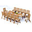 12 Seats 13 Pcs Grade-A Teak Wood Dining Set: 118" Double Extension Rectangle Table And 12 Ashely Folding Reclining Arm Chairs #11AS2412-1777952049