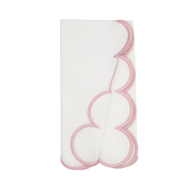 Paddock 100% Cotton Rectangle Napkin, White/Pink