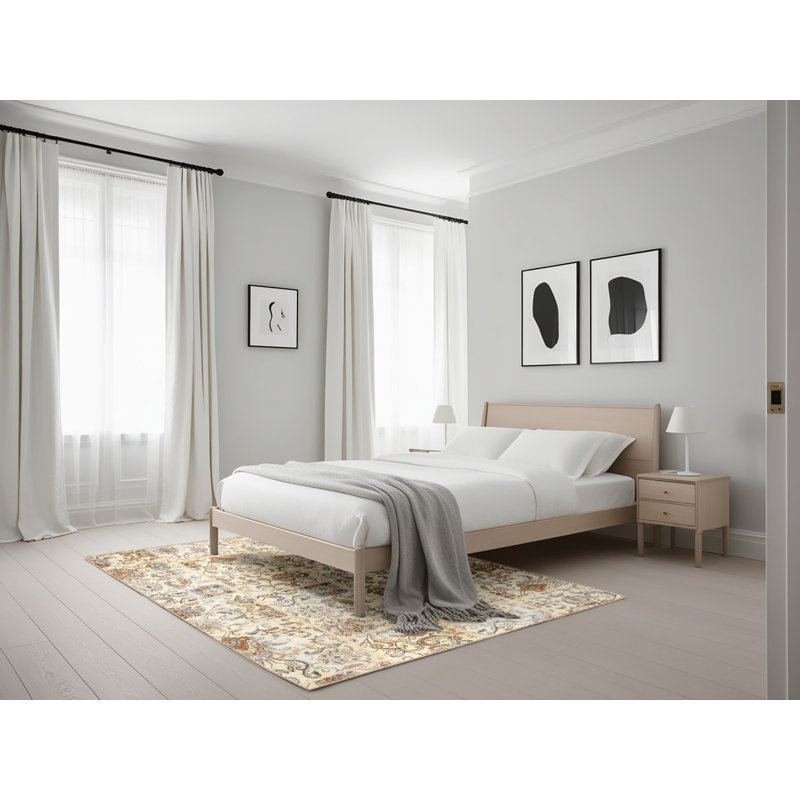 Tapis contemporain beige / brun clair, Rectangle 5 pi x 7 pi