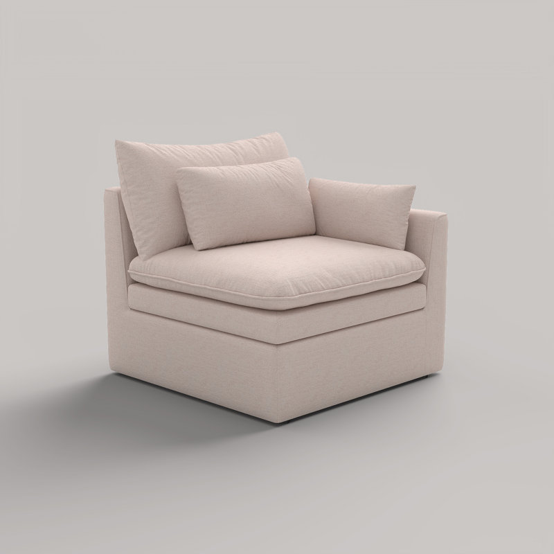 Chaise d'appoint modulaire gauche avec coussin double couche, Kaki