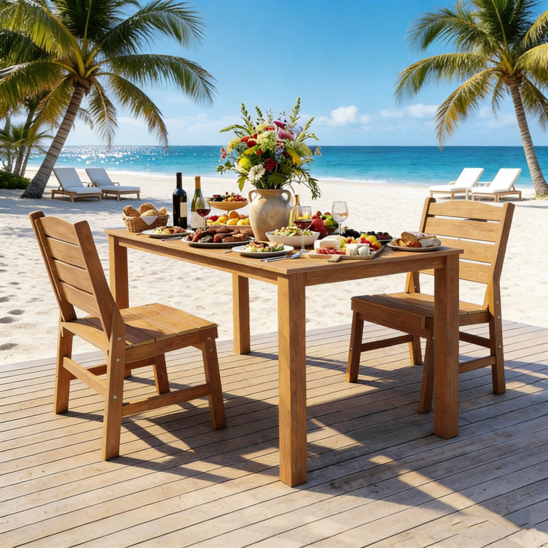 Ensembles de salle à manger d'extérieur toutes saisons 3 pièces avec trou pour parasol et structure en aluminium pour l'extérieur cour arrière / porche / terrasse, 1 table 2 chaises