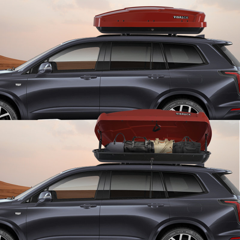 Rooftop Cargo Carrier Hard Shell, Both Side Openning Cargo Box With Security Lock, 15.5 Cubic Feet Capacity - 58.3x35.4x13in