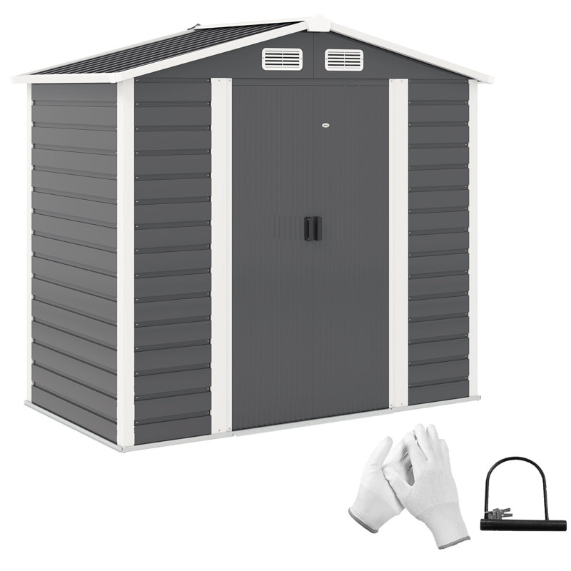 Garden 7 ft. W 4 ft. D Galvanised Steel Apex Storage Shed