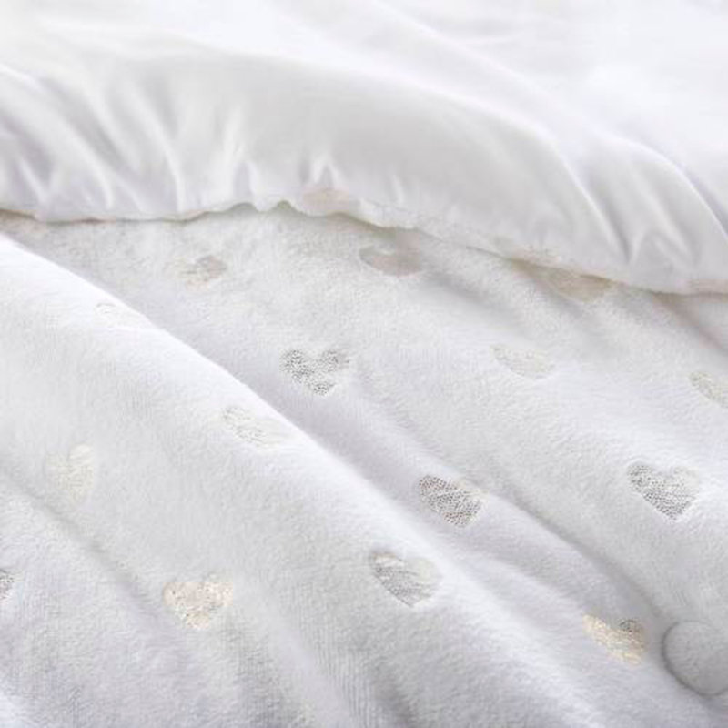 Ensemble d'édredon en peluche imprimé blanc avec coussin décoratif, Édredon double / grand + 3 pièces supplémentair
