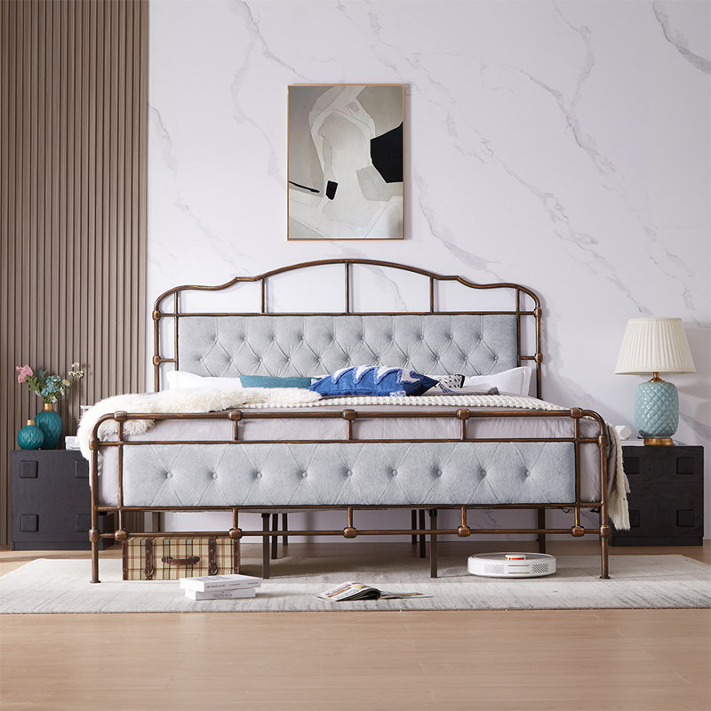 Upholstered Bed, Brown/Gray