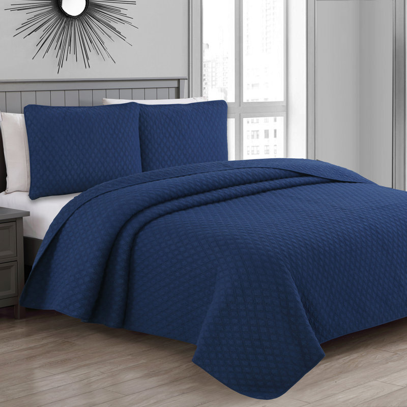 Estate Fenwick Cotton Quilt, King Quilt + 2 King Shams, Navy