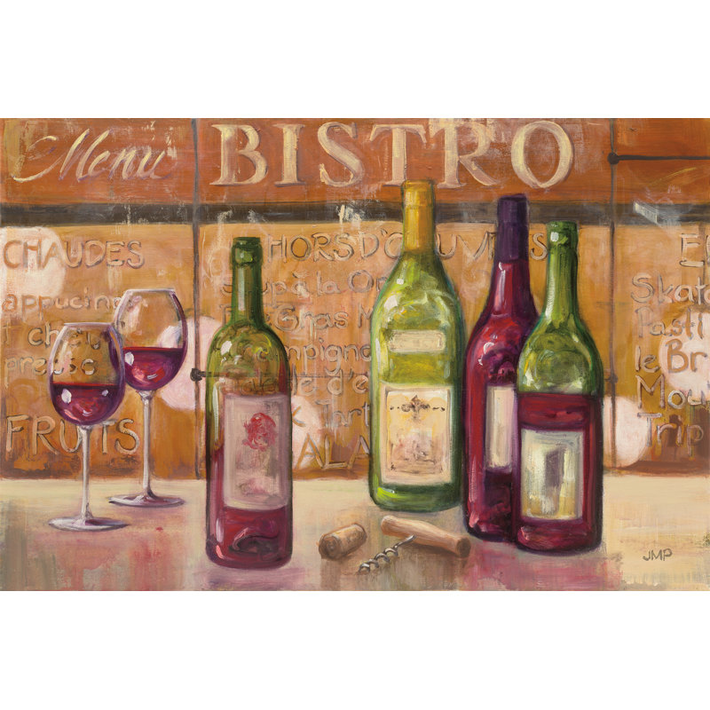 «A Night at the Bistro» par Julia Purinton, art textuel sur toile tendue, H 12 po x l 18 po, Cadre simple érable érable, Non