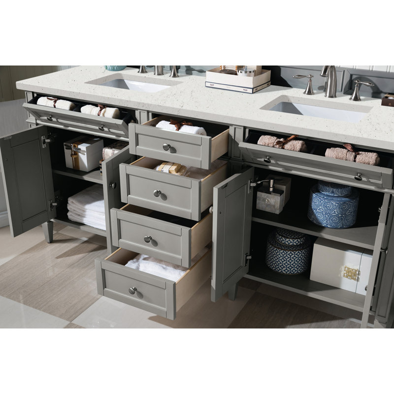 Brittany 72" W Double Vanity, Urban Gray, Lime Delight, 8" Widespread