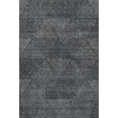 Premium Machine Washable Prisco Charcoal Rug