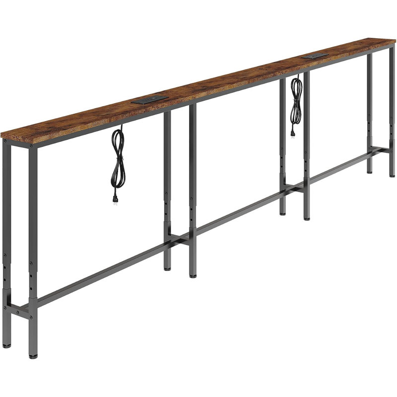 Table d'appoint étroite de 259 cm (102 po) à placer derrière le canapé - Hauteur réglable et borne de recharge, 102.7"