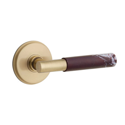 Emtek Select Passage Leverset w/ Watford Rosette & T-Bar Stem, Rosso Levanto Marble Lever (CF)