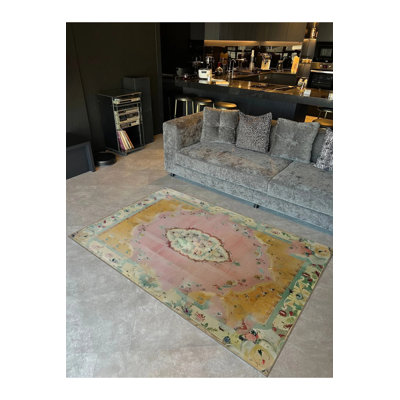 Tapis lavable tissé traditionnel à motif pastel Izmir