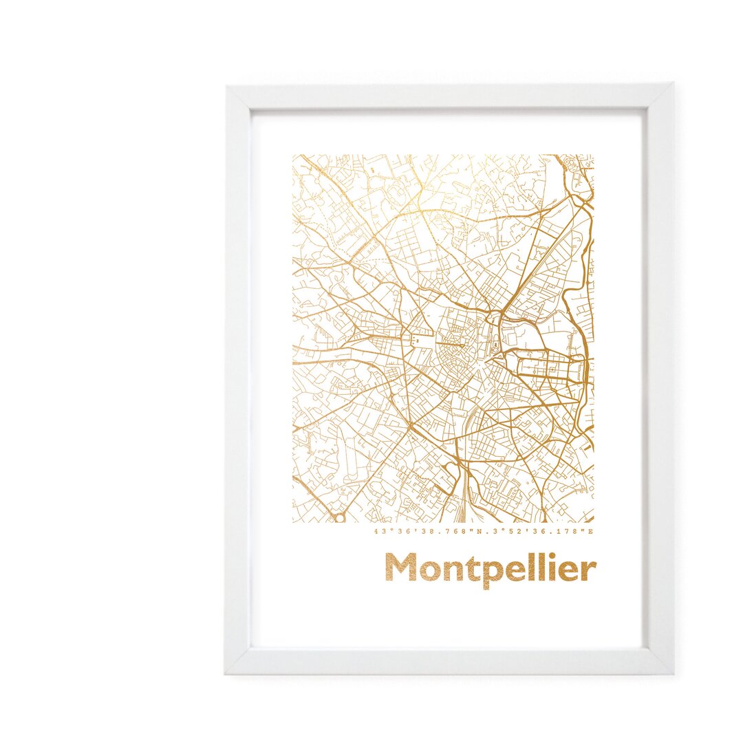 Gerahmtes Papierbild - Grafikdruck â€žMap of Montpellierâ€�