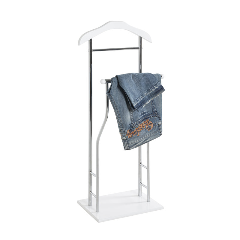 Rochefort Steel Freestanding Valet Stand, Chrome and white varnish
