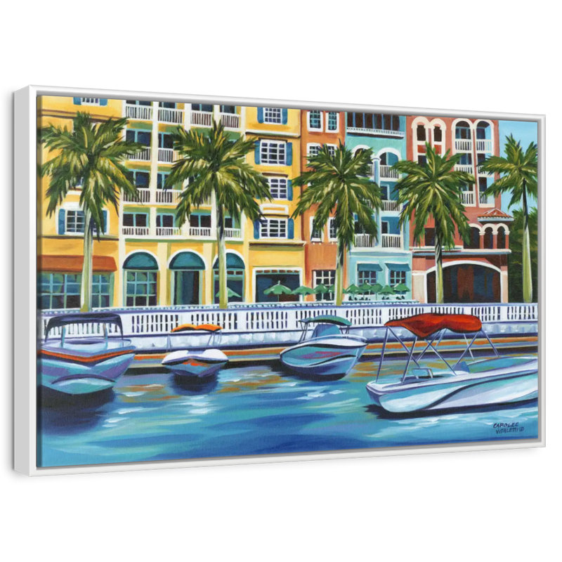 Rendez-vous tropical I, Cadre flottant blanc, 43 po x 29 po