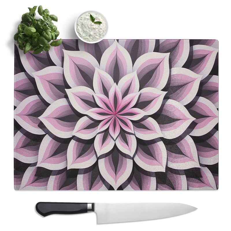 Lotus Flower Op Art  Glass Chopping Board