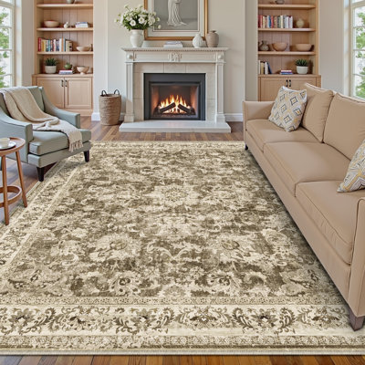Tapis oriental brun Stella lavable à la machine avec envers antidérapant