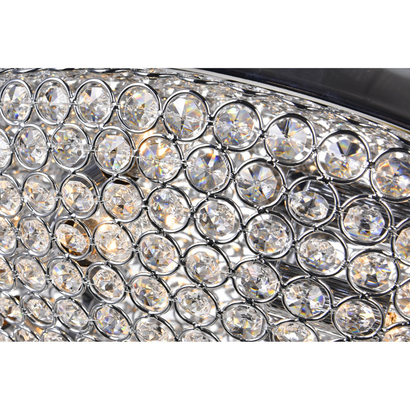 Dustin 20'' 6 Light Chrome Flush Mount Chandelier – Bowl Crystal Ceiling Light – E12 Bulb Compatible – Glam Lighting for Living Room, Bedroom, or Hallway