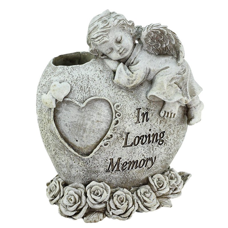 Statue de jardin d'extérieur 6,5 "ange endormi gris"