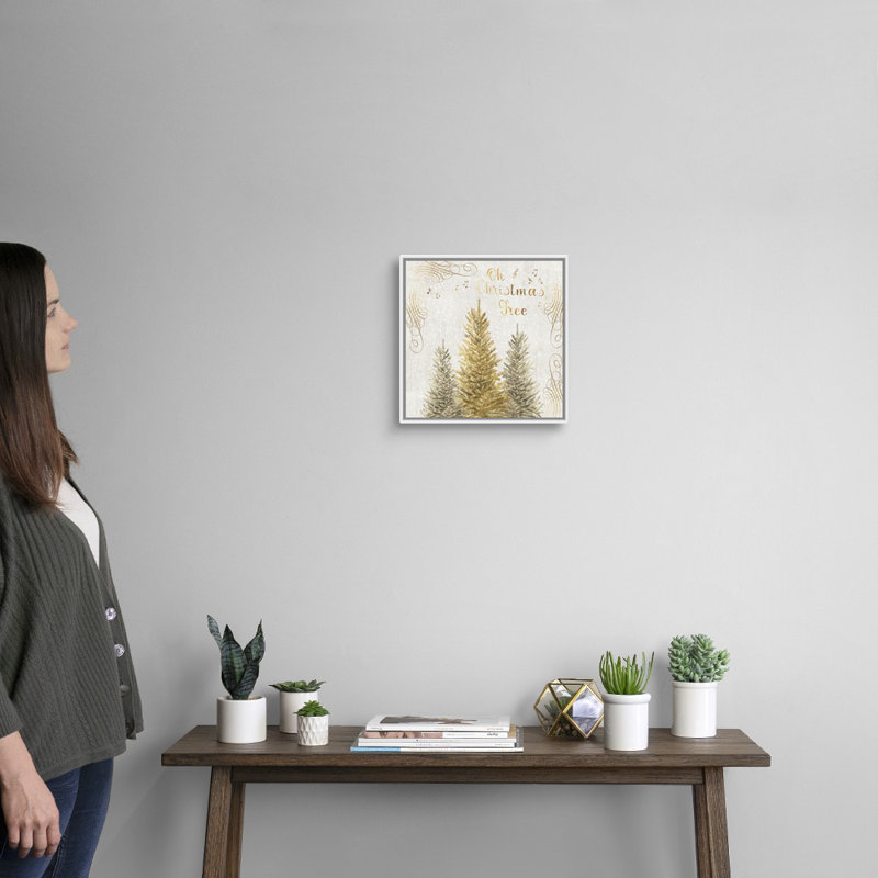 Oh Christmas Tree - reproduction d'art sur toile, H 14 po x l 14 po x P 1,75 po, Cadre blanc
