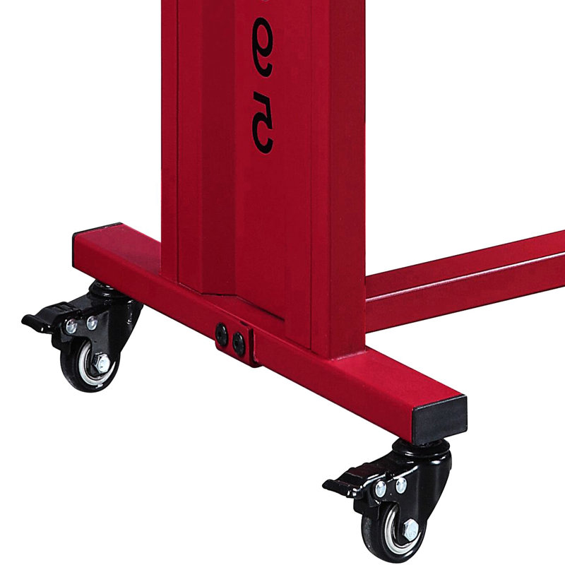 Table d'appoint rouge avec roulettes portatives et tablette murale