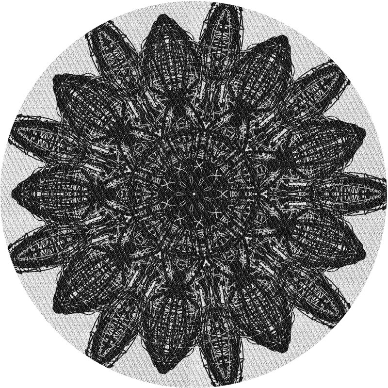 Tapis noir/gris tissé à la machine, Rond 4 pi