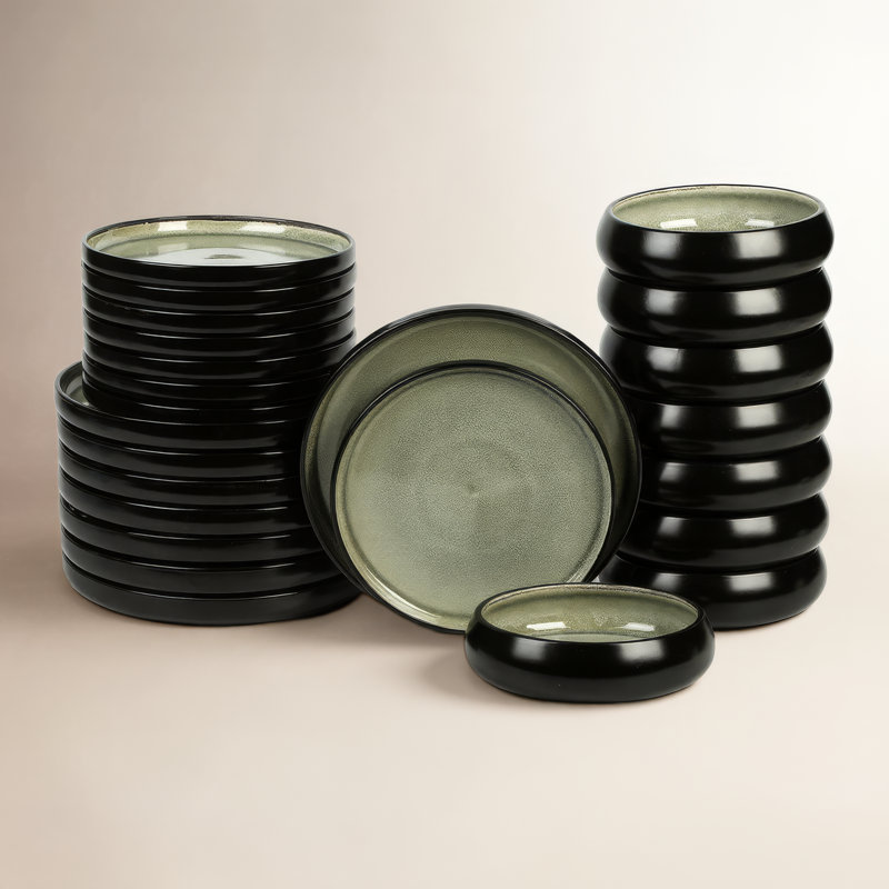 Stone Lain Lagoon 24-Piece Dinnerware Set Stoneware, Green