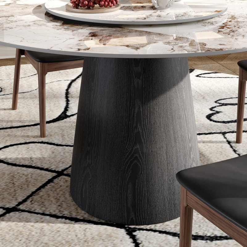 Ensemble de table de salle à manger moderne en pierre frittée 9 pièces avec chaises d'appoint élégantes (1 table et 4 chaises)