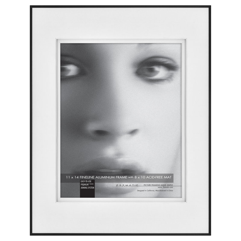 Metal Picture Frame with Mat, Black, 8" x 10"