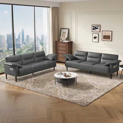 Imelda 83" Faux Leather Square Arm Sofa