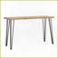 Table basse en bois d'acacia naturel avec pieds en fer noir mat, élégant Durable pour le salon