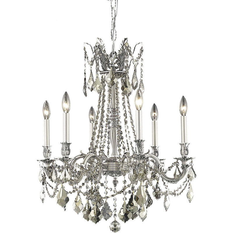 Ashmin Crystal Dimmable Classic / Traditional Chandelier, Pewter/Royal Cut