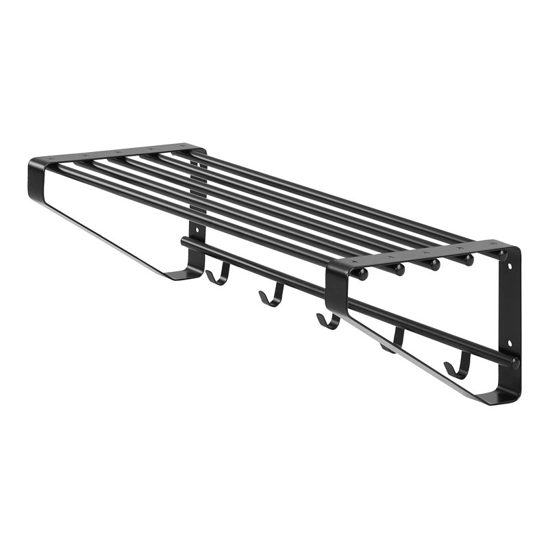 Metal Wall 5 - Hook Wall Mounted Coat Rack, Black