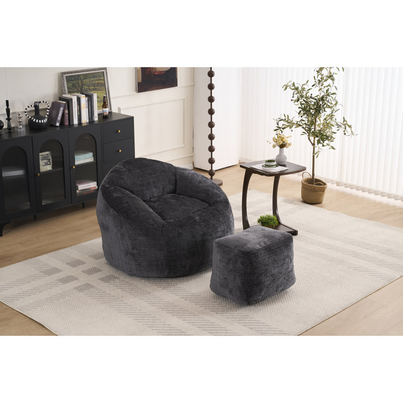 Luxury Chenille Bean Bag Chair For Teens - Extra Soft Foam, Portable, 42.52In Diameter, 20.47In Height, Versatile Teen Seating  Lazy Stain Chenille, Adds To Room