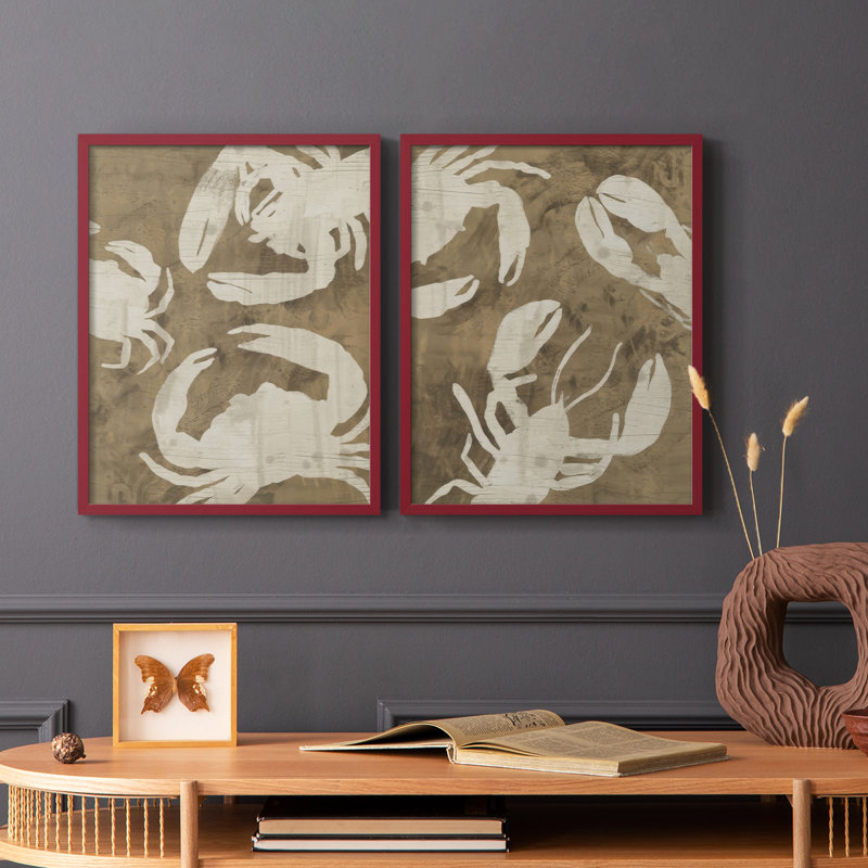 «I-Premium», reproduction encadrée «Woodgrain Crustaceans» - prête à être accrochée, Rouge, H 11 po x l 18 po
