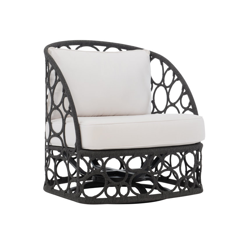 Bali Swivel Patio Chair with Cushions, White Vinyl 6503-000, Lava