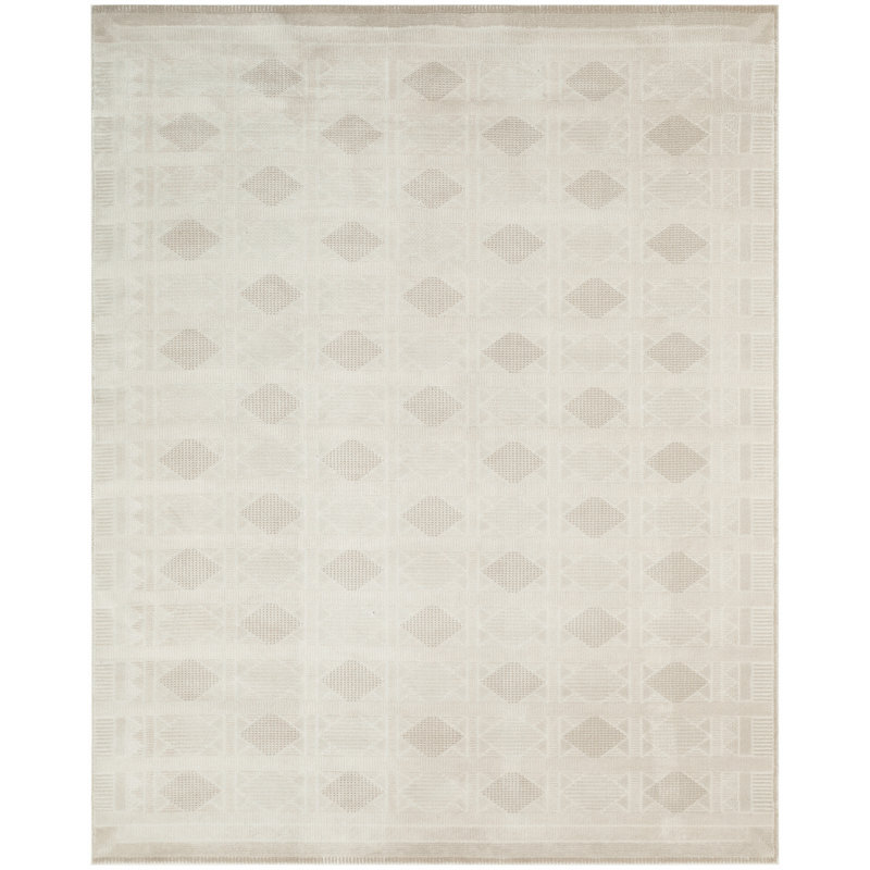 Ebern Designs Reimann Ivory Beige Modern Indoor Rug, Rectangle 8' x 10'