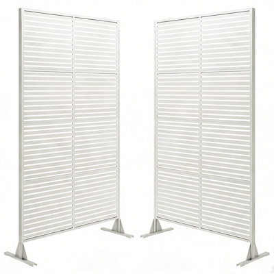 2 clôtures de jardin décoratives en métal - Conception à volutes antirouille de H 71 po pour les bordures de jardin et de lit à fleurs, installation facile à assembler, panneaux d'intimité intérieurs et extérieurs pour patio, piscine ou pelouse, blanc