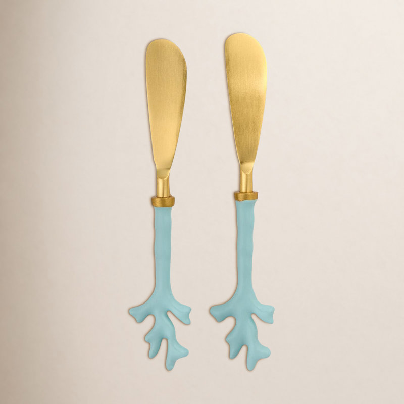 Ensemble de 2 épandeurs décoratifs en acier inoxydable Seafoam Coral L 7 po