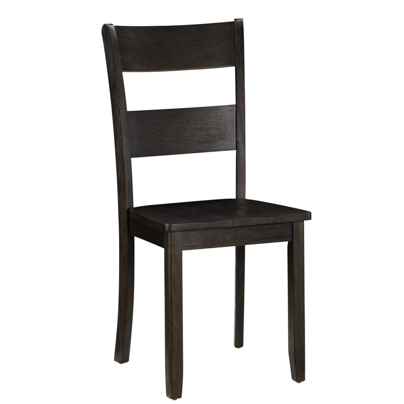 2Pcs Distressed Walnut Back Chairs - Rectangular Transitional Dining Room Chairs, Solid , Rustic Warm Finish, Sleek Tapered Legs Rectangular, Transitional, Wood,