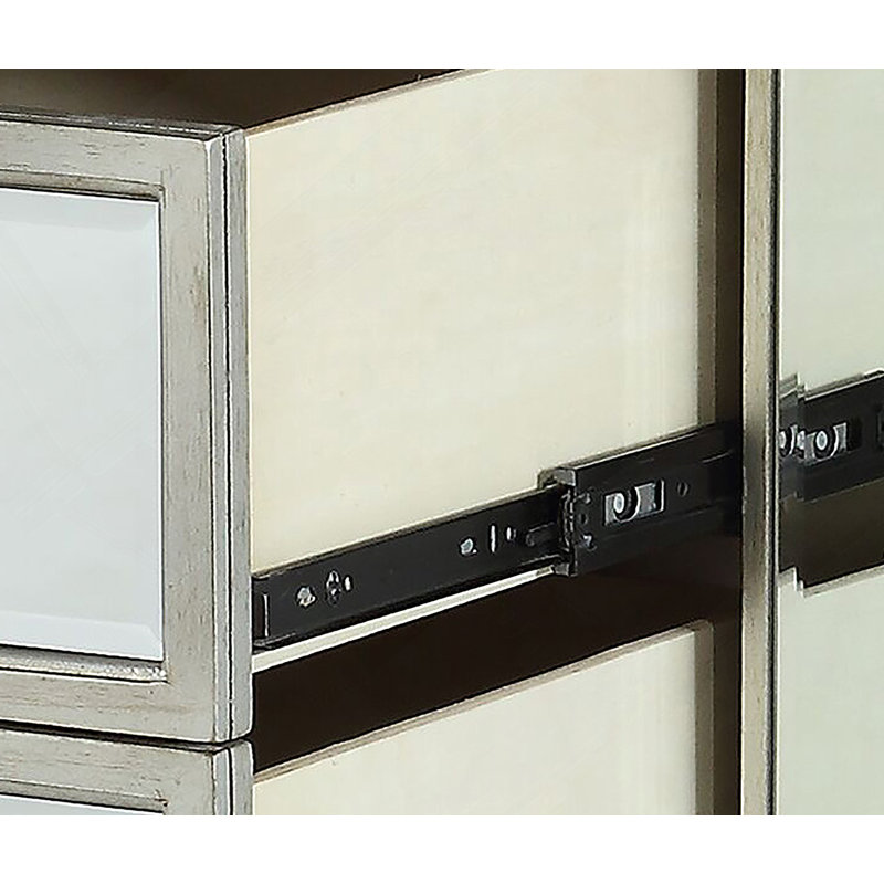 Varian Mirrored Nightstand With Exquisite Geometric Trim, Crystal - Like Knobs, And Ample Storage For A Glamorous Bedroom Decor