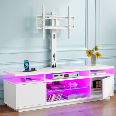 Kappenne Adjustable TV Stand for TVs up to 70" with 2 Storage Cabinets and RGB LED Lights by Wrought Studio