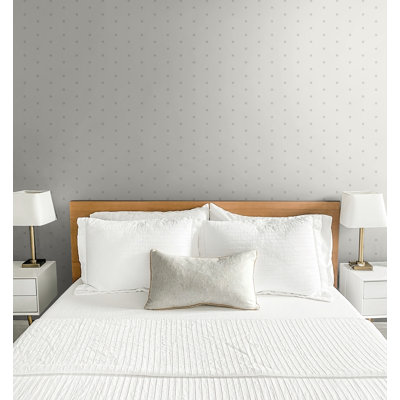 Seabrook Designs Onyx & Metallic Algernon Polka Dots Unpasted Wallpaper