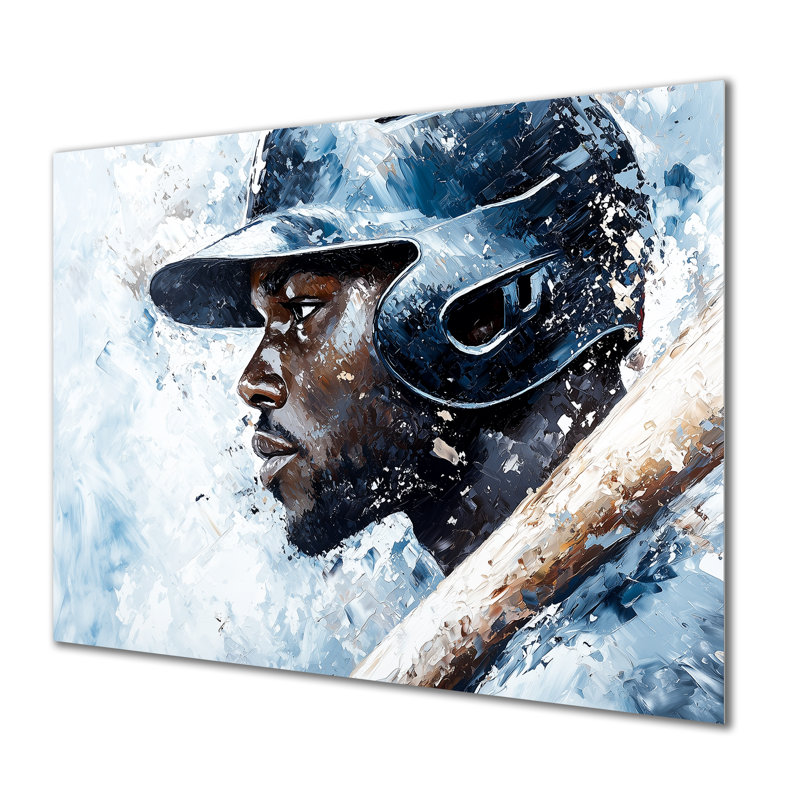 Profil de joueur de baseball - décor métallique sport, impression métallique de baseball sport, H 24 po x l 32 po
