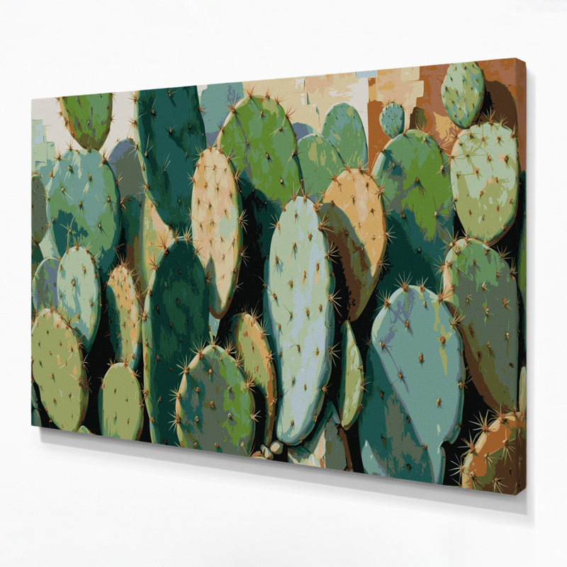 Art mural sur toile Botanical Prickly Pear Cactus, H 11 po x l 14 po