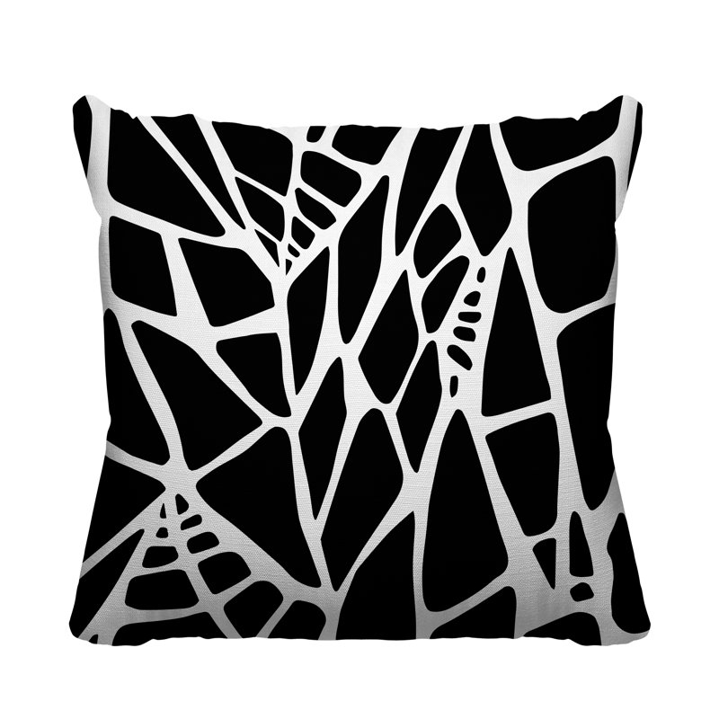 Coussin intérieur / extérieur Rodman Tribal Abstract, L 17 po x H 17 po, Noir
